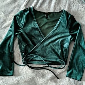Velvet Wrap Crop Top
